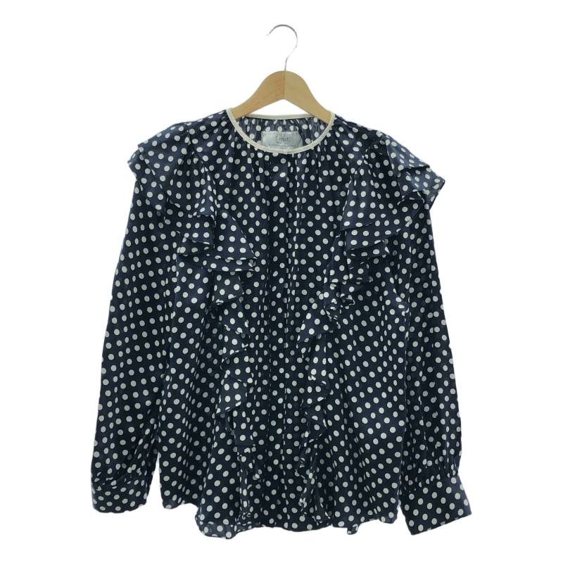 Drawer - 【美品】  Drawer / ドゥロワー | シルク混 ボウタイ リボン ブラウス | 38 | ネイビー | レディース DRAWER 【美品】 Drawer / ドゥロワー | シルク混 ボウタイ
