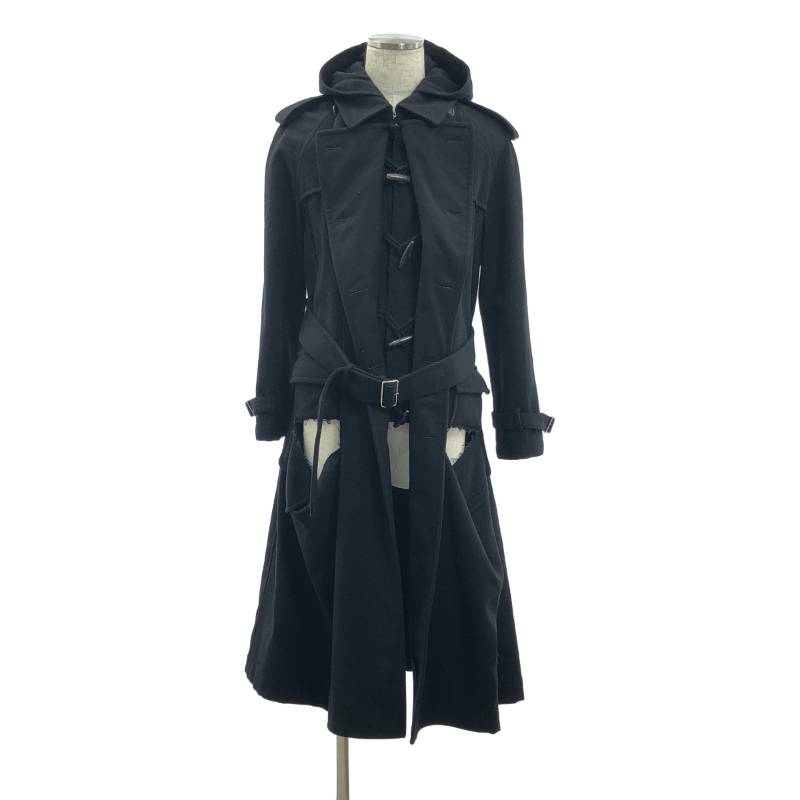 【美品】  COMME des GARCONS HOMME PLUS / コムデギャルソンオムプリュス | 2020AW | 縮絨ウール レイヤード ダッフルコート | S | ブラック | メンズ