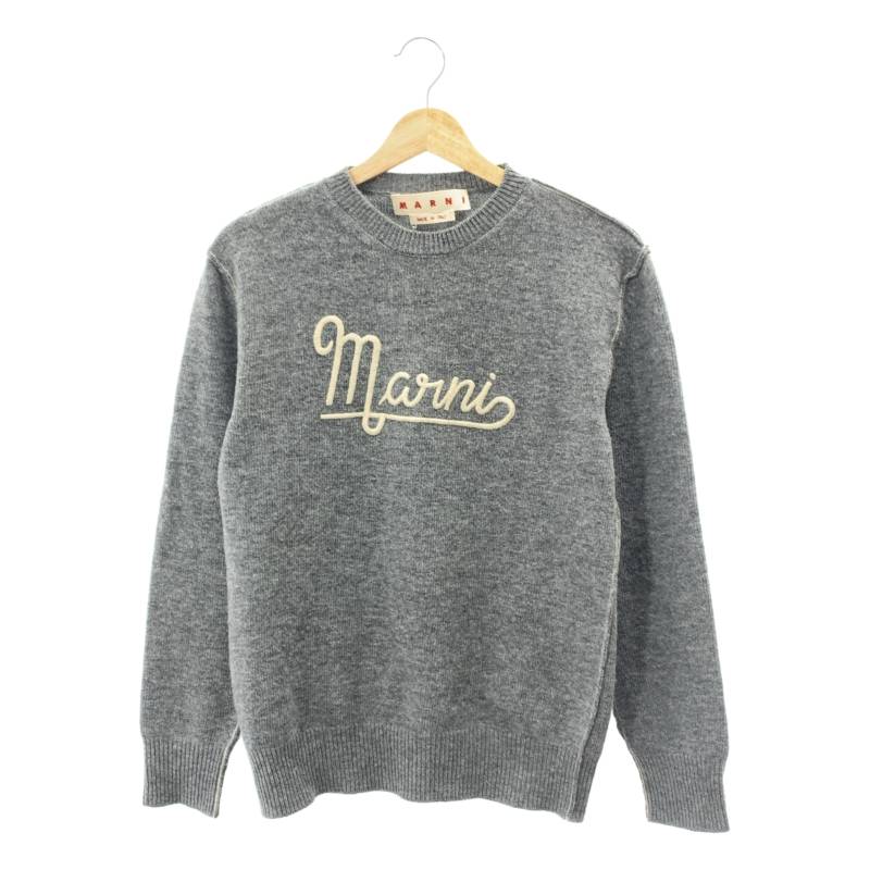 MARNI - マルニ MARNI ウール ロゴ刺繍 ニット セーター 長袖 36 グレー marn255gcmd0524-s.jpg