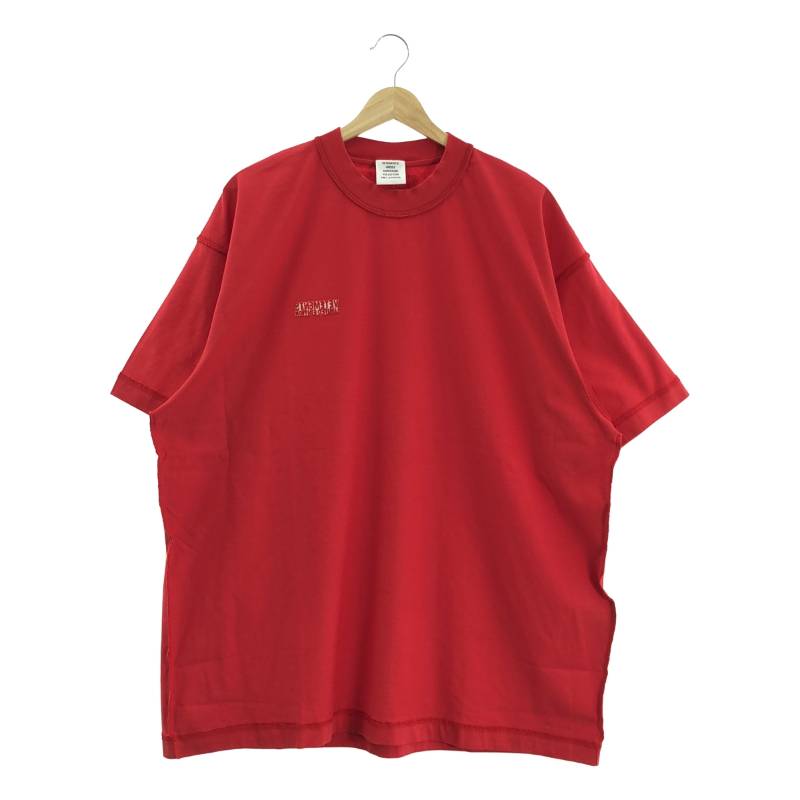 【新品】  VETEMENTS / ヴェトモン | 2022SS | INSIDE OUT T-SHIRT / ロゴタイプ刺繍 内部アウト プルオーバー | S | 赤いこと | メンズ