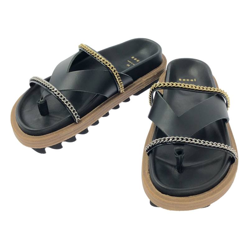 【美品】 sacai / サカイ | Wedge Thong Sandals トング サンダル | 39 | ブラック | レディース