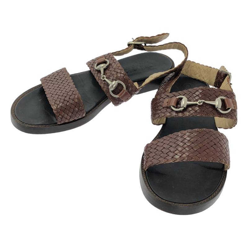 GUCCI / グッチ | 編み込み メッシュ レザー ビット ストラップ サンダル シューズ | 41 | ブラウン | メンズ｜KLD 店 15,180円