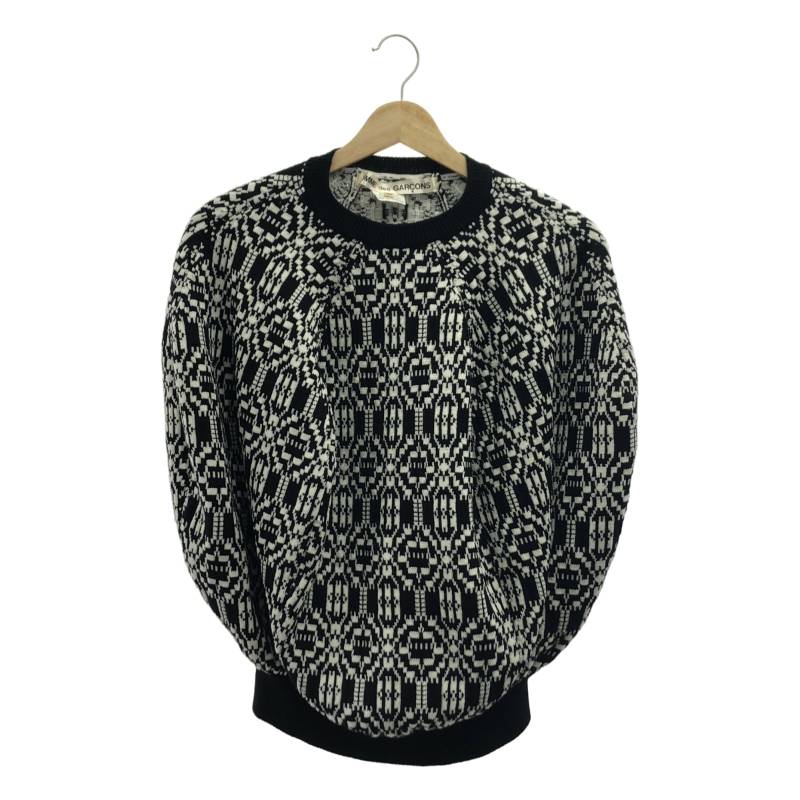 【美品】 COMME des GARCONS / コムデギャルソン | 2021AW | ウールポリエステル 総柄 変形 ノースリーブ ニット | XS | ブラック / ホワイト | レディース｜KLD 店