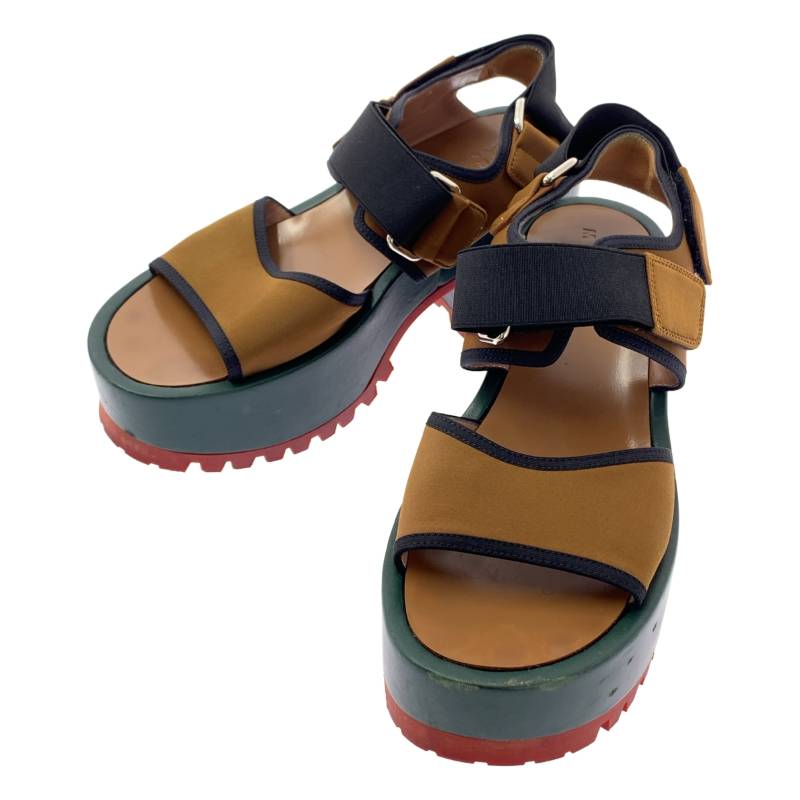 MARNI / マルニ | プラットフォーム ストラップ サンダル | ブラウン/ダークグリーン | レディース｜KLD 店
