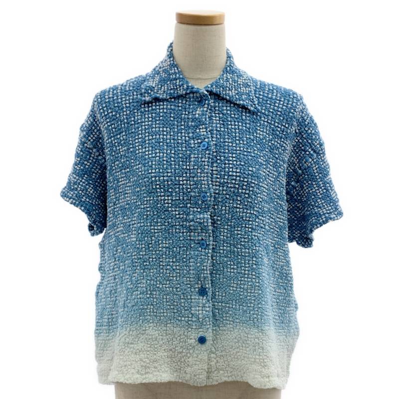 【美品】 me ISSEY MIYAKE / ミーイッセイミヤケ | 2025AW | GRADATION GINGHAM CHECK CAULIFLOWER グラデーション ギンガムチェック カリフラワー シャツ | F | ブルー | レディース 18,857円