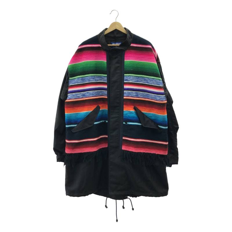 【美品】  JUNYA WATANABE MAN / ジュンヤワタナベマン | 2022AW | Jay Kay Wネーム ウールヘリンボーン メキシカンサラペ ドッキング  ミリタリー モッズコート | S | ブラック / ネイビー | メンズ