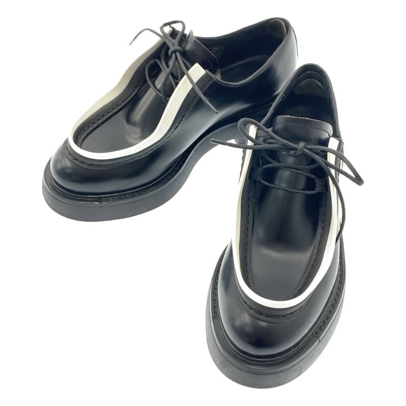 PRADA ブラック モノリス ブラッシュドレザー レースシューズ 6.5 ブラック プラダ モノリス ブラッシュドレザー レースアップ