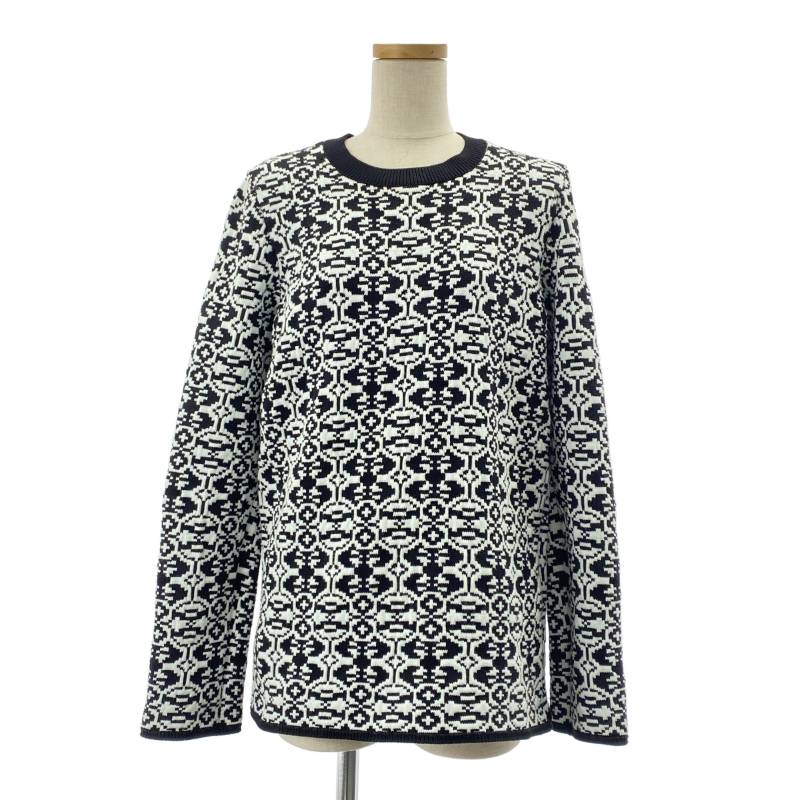 【美品】 COMME des GARCONS / コムデギャルソン | 総柄 ジャガード バックオープン カットアウト ニット セーター / 裏地付き | ホワイト/ブラック | レディース