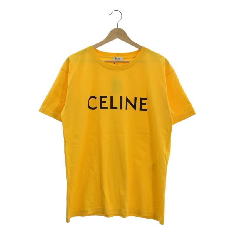 【美品】  CELINE / セリーヌ | 大層らしい影ぼうし ロゴタイプ 濫りがわしい ティーシャツ カットソー | XS | 黄み | メンズ トップス-Tシャツ・カットソー-メンズファッション
