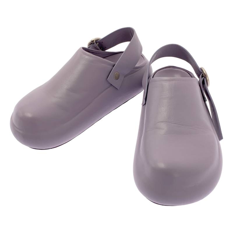 【美品】 JIL SANDER / ジルサンダー | 2023AW | SABOT レザー アンクルストラップ ラウンドトゥ シューズ | 38 | パープル | レディース｜KLD 店