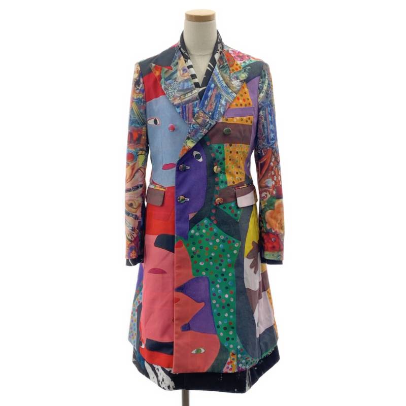 【美品】 COMME des GARCONS / コムデギャルソン | 2018SS | ポリエステル 総柄 アート ドッキング レイヤード バックカットアウト オーバーコート | XS | マルチカラー | レディース 42,963円