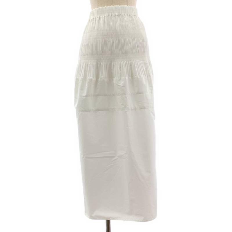 【美品】  Mame Kurogouchi / マメクロゴウチ | 2025SS | Micro Pleats Round Silhousette Skirt / 酉の方角天然ゴム ギャザー 音の大きさ スコート | 1 | 白いこと | レディース