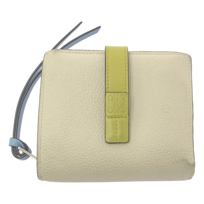 LOEWE / ロエベ | SGC COMPACT ZIP WALLET / アナグラム ロゴ レザー コンパクト ウォレット 財布 | オフホワイト/ブルー/イエロー系 | レディース｜KLD 店
