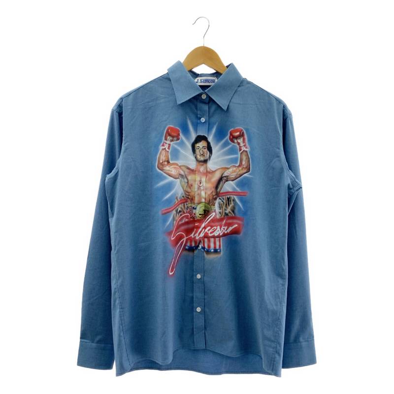 【新品】 Maison J.Simone / メゾン ジー シモーヌ | SILVESTER - Groupie shirt プリント シャツ | ブルー | レディース｜KLD 店