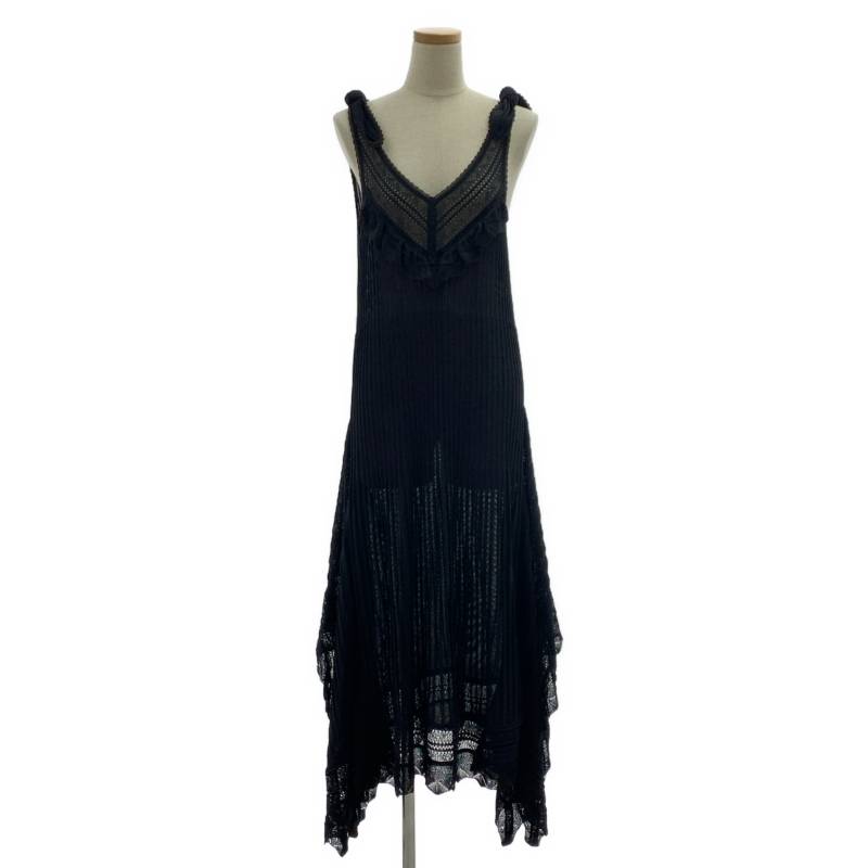 【美品】 ODAKHA / オダカ | 2024SS | レース リブ ニット リボンスリーブ ボリューム ドレス ワンピース | 1 | ブラック | レディース｜KLD 店