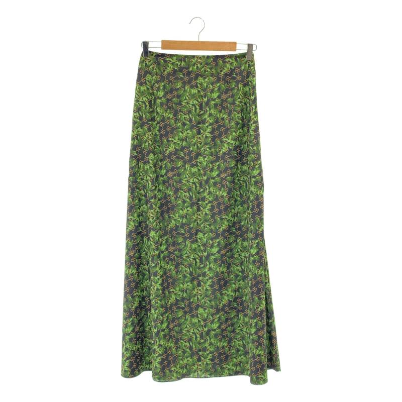 【美品】 Rokh / ロック | ボタニカル ロゴプリント ロングスカート | 34 | グリーン系 | レディース