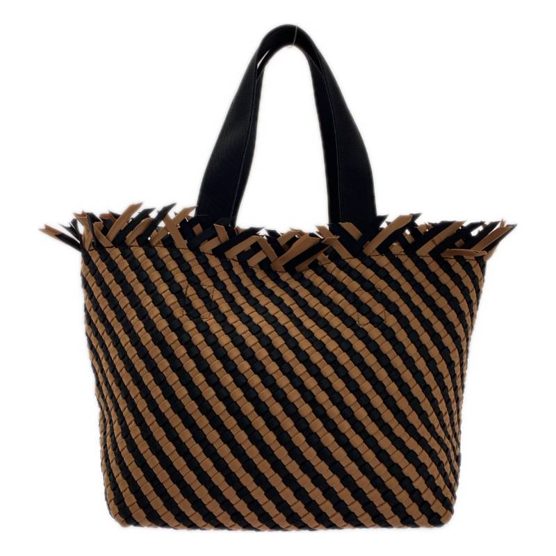 NAGHEDI / ナゲディ | Havana Tote Striped ハバナ ストライプ フリンジ トート バッグ | ブラック/ブラウン | レディース