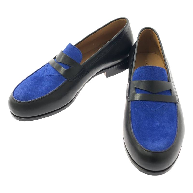 【新品】 MAISON KITSUNE / メゾンキツネ | レザー スエード切替 バイカラー コインローファー | 42 | ブラック / ブルー | メンズ|KLD 店
