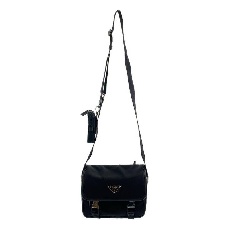 【美品】 PRADA / プラダ | 2VD034 PATTINA Re-Nylon ナイロン サフィアーノレザー ショルダーバッグ | ブラック | レディース｜KLD 店