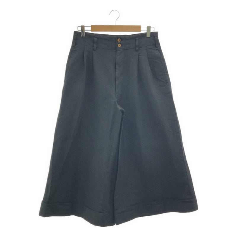 COMME des GARCONS / コムデギャルソン | 2015AW | 特殊加工 ポリエステル ワイド ロールアップ パンツ | S | ブラック | レディース