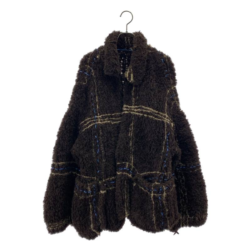 Kota Gushiken / コウタグシケン | Blanket Jacket for WARE-mo-KOU Exclusive チェック ニット ジャケット | ブラウン/ライトブルー | メンズ｜KLD 店