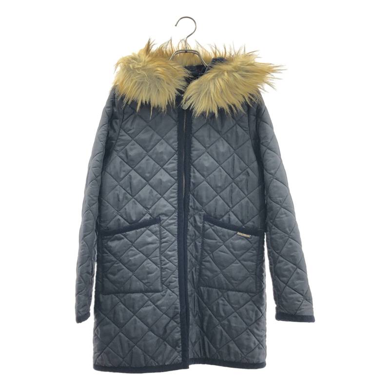 LAVENHAM / ラベンハム | キルティング 裏毛革ボア フーデッド 上衣 | 36 | 米国海軍 | レディース コート・ジャケット-レディースファッション