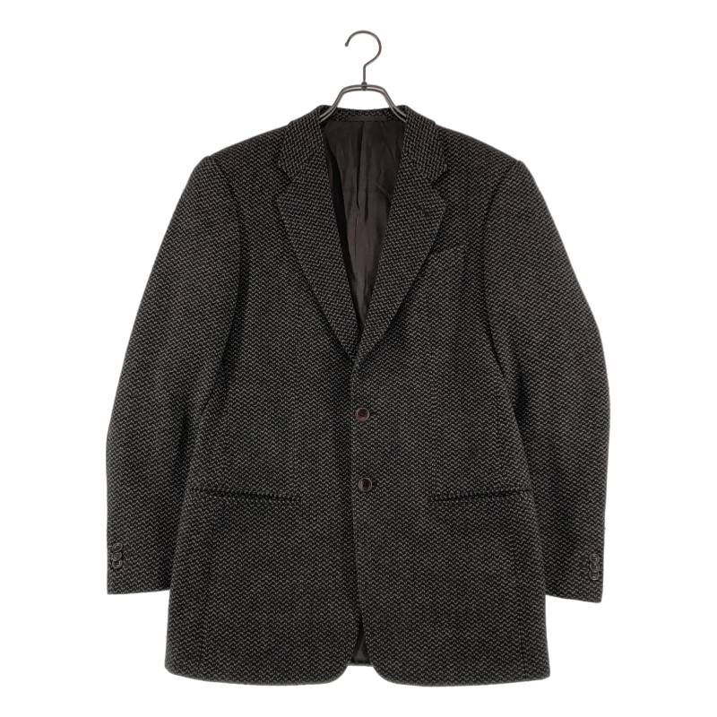 【美品】  ARMANI COLLEZIONI / アルマーニコレツォーニ | 毛糸 ツィード 2B テーラード 上衣 / 総裏地 | 46 | まっ黒い赤銅色系 | メンズ