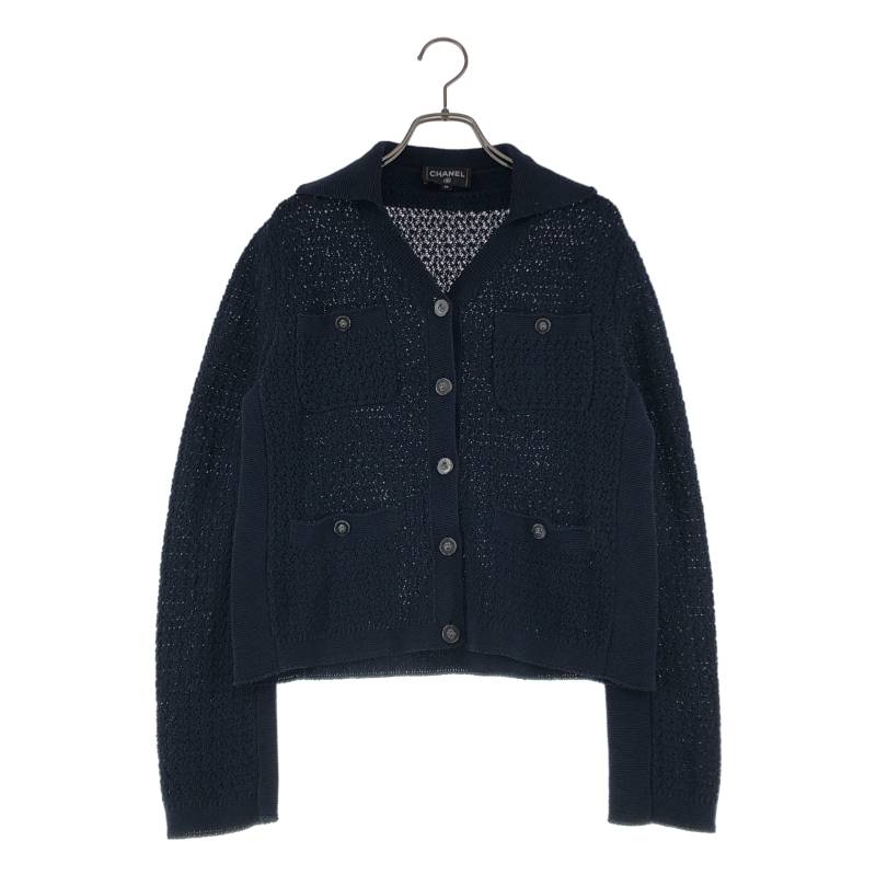 【美品】 CHANEL / シャネル | ロゴボタン ニット カーディガン ジャケット | 36 | ネイビー | レディース 100,202円