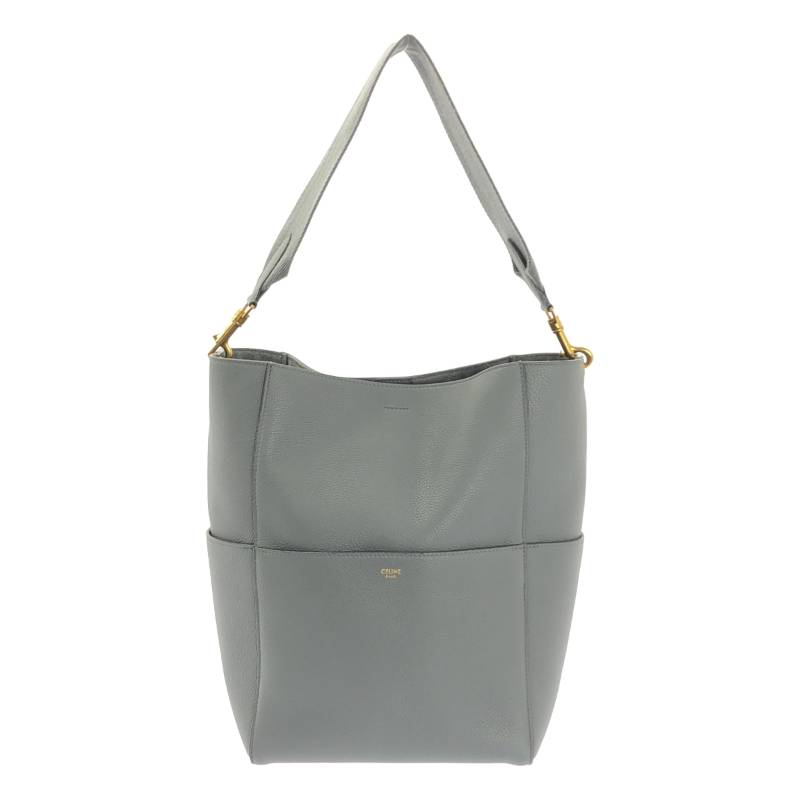 【美品】 CELINE / セリーヌ | サングル バケット ミディアム レザー ショルダーバッグ | グレー | レディース