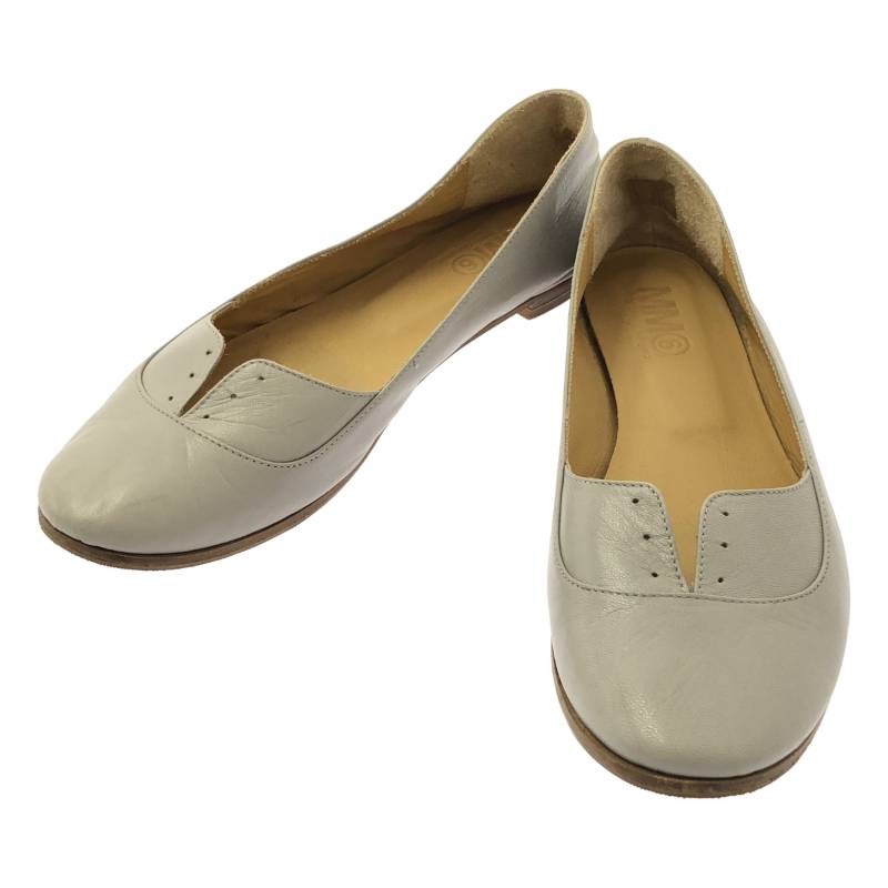 MM6 Maison Martin Margiela / エムエムシックスメゾンマルタンマルジェラ | レザー フラットシューズ | 37 | ライトグレー | レディース