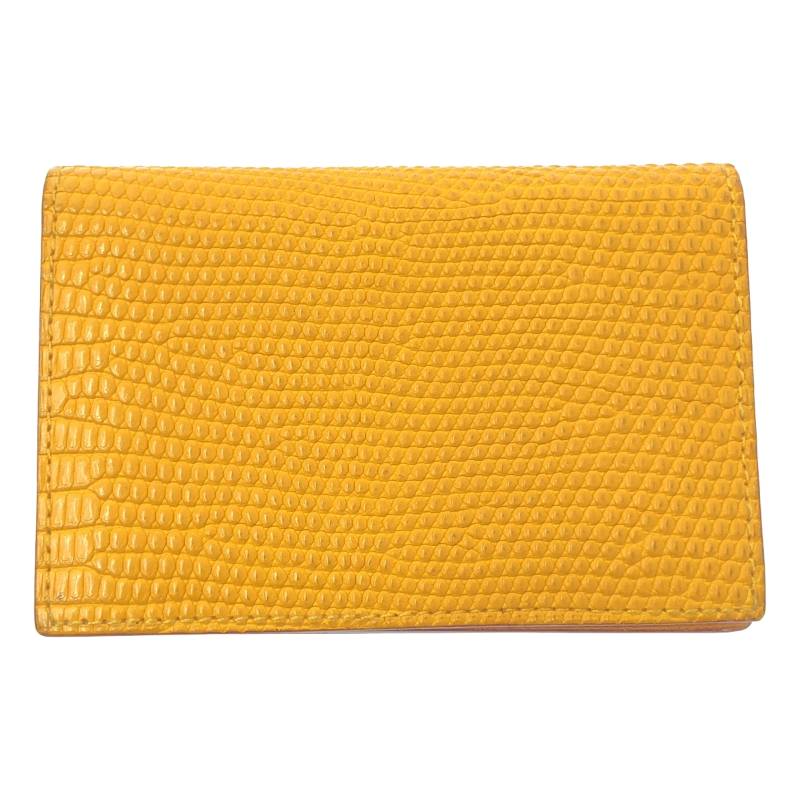 【美品】 faro / ファーロ | CAVIRO LIZARD / カヴィーロ リザード レザー カードケース 名刺入れ | イエロー | メンズ