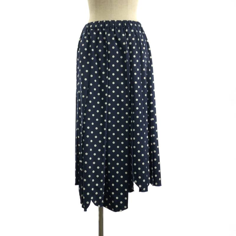robe de chambre COMME des GARCONS / ローブドシャンブルコムデギャルソン | 2004SS | ドット 裁断 プリーツ スカラップ スカート | ネイビー/ホワイト | レディース