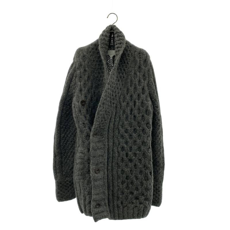 【美品】  Maison Martin Margiela / メゾンマルタンマルジェラ | 2013AW | アルパカ混 羊毛 置き目ゲージ 肩かけ色つや 有線テレビ 編み物ジレー | S | 薄墨色 | メンズ