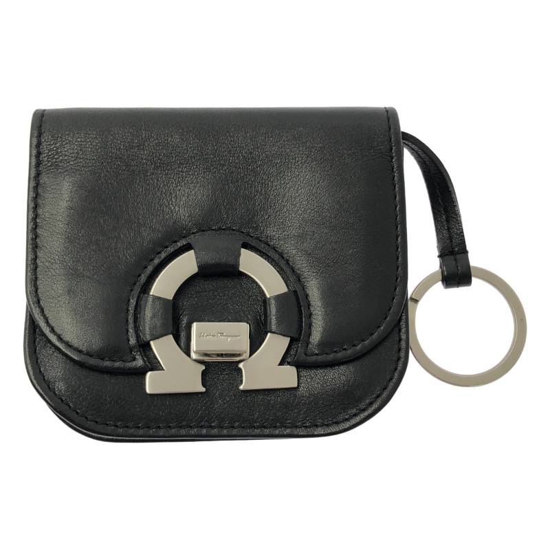 Salvatore Ferragamo / サルヴァトーレフェラガモ | レザー ガンチーニ コインケース | ブラック/シルバー | メンズ