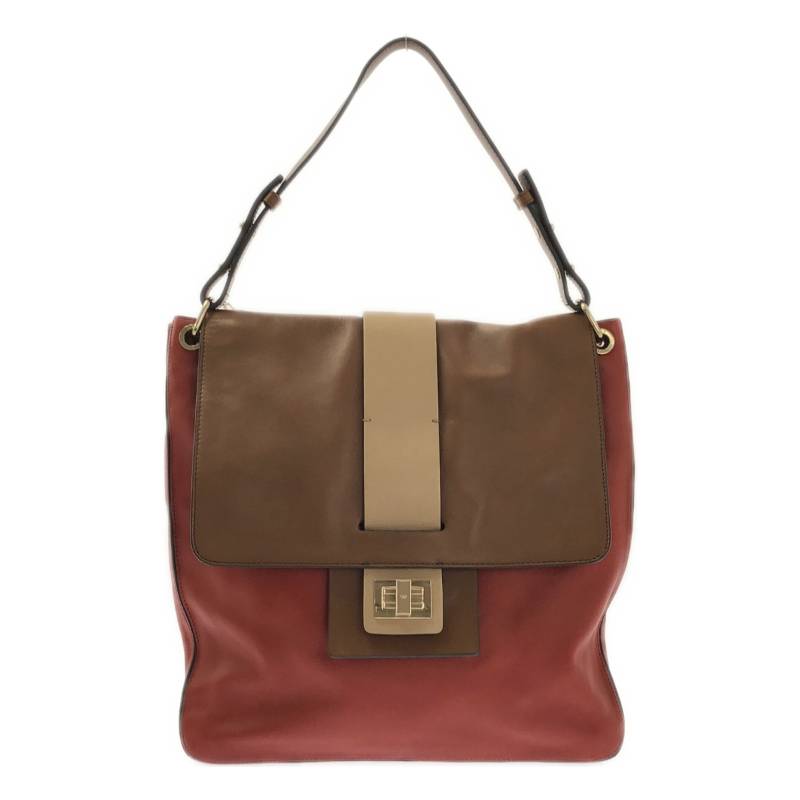 【美品】 ANYA HINDMARCH / アニヤハインドマーチ | BITS & BOBS レザー ターンロック ショルダーバッグ | ブラウン / レッド | レディース