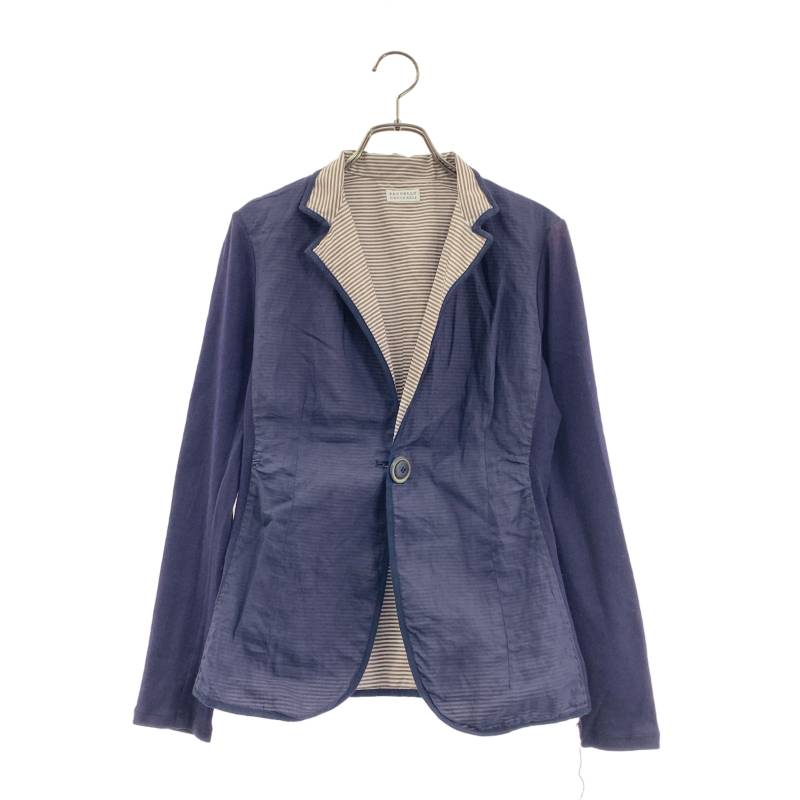 BRUNELLO CUCINELLI / ブルネロクチネリ | ボーダーライニング 袖切替 ジャケット | ネイビー | レディース