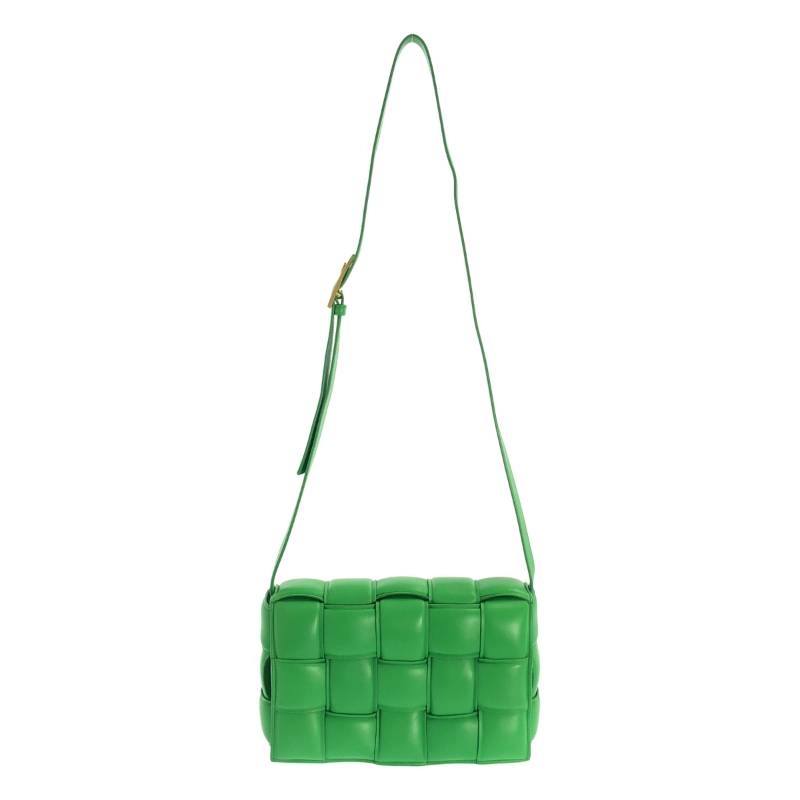 【美品】 BOTTEGA VENETA / ボッテガヴェネタ | パデッドカセット ショルダーバッグ / ラムスキン | グリーン | レディース