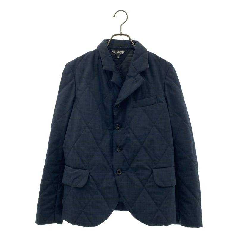 【美品】  BLACK COMME des GARCONS / ブラックコムデギャルソン | 2022AW | 総柄 中綿 キルティング シングルブレスト ジャケット | S | ネイビー/ブラック | レディース