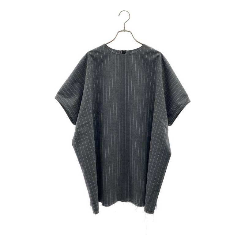 【美品】 sulvam / サルバム | ストライプ カットオフ ショート オーバー シャツ カットソー | M | グレー | メンズ