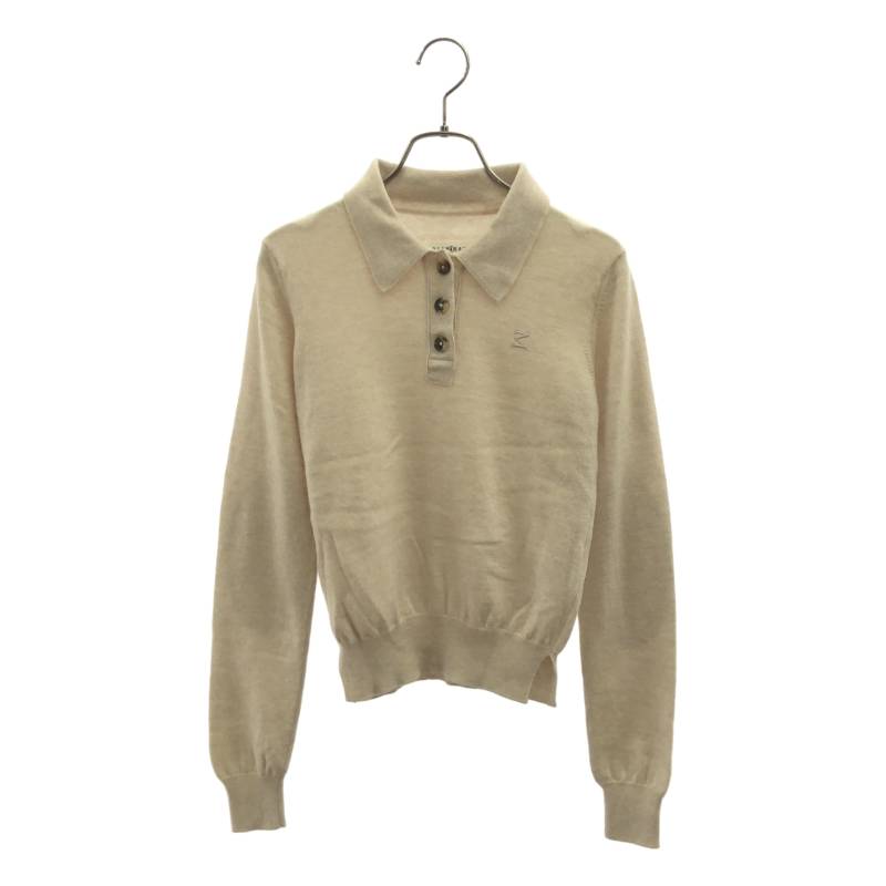 Maison Margiela / メゾンマルジェラ | Mロゴ ウール ポロ ニット | XS | ベージュ | レディース