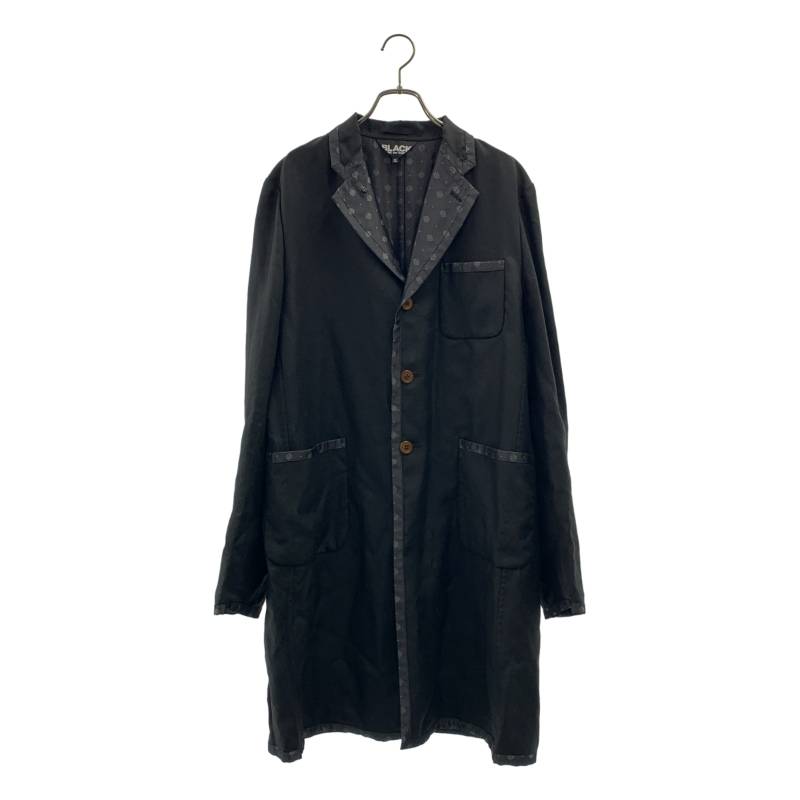 BLACK COMME des GARCONS / ブラックコムデギャルソン | 2022SS | 異素材 切替 シングルブレスト ロングジャケット / 柄総裏地 | XL | ブラック/グレー | メンズ