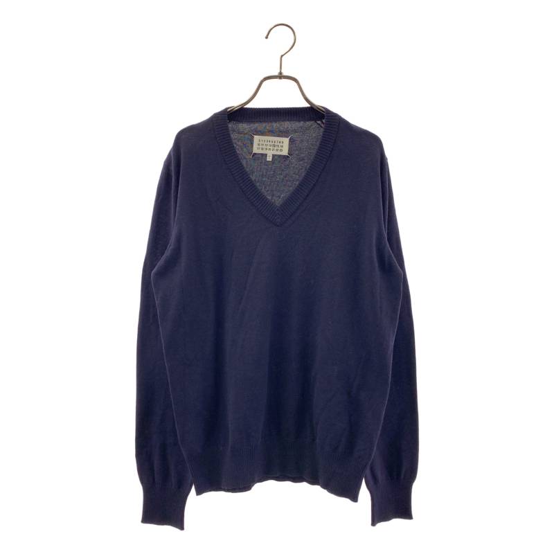 Maison Margiela / メゾンマルジェラ | エルボーパッチ Vのど首 編み物 | M | 米国海軍 | メンズ