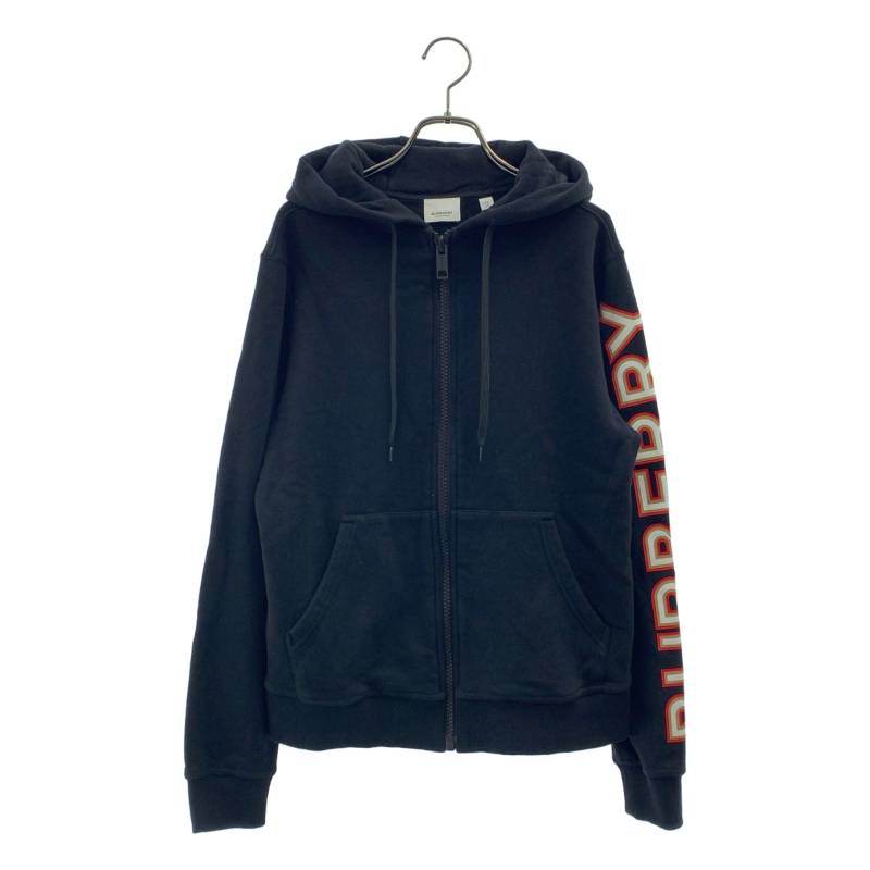 Burberry / バーバリー | コットン アームロゴ ジップパーカー | XS | ブラック | レディース