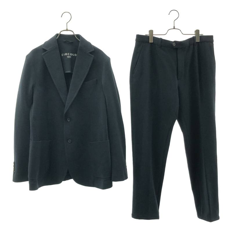CIRCOLO 1901 / チルコロ1901 | セットアップ コットン 2B シングルブレスト テーラードジャケット / ストレッチ スラックス パンツ | 50 | ネイビー | メンズ