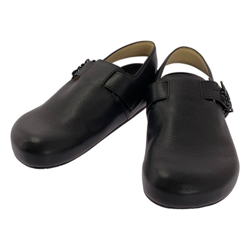 【美品】  LOEWE / ロエベ | Ease イーズ なめし革 アナ瓦 クロッグサンダル | 40 | 黒いこと | メンズ