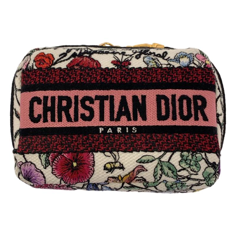 【新品】 Christian Dior / クリスチャンディオール | Florilegio / エンブロイダリー ミニポーチ | ピンク/ホワイト/ブラック 28,868円