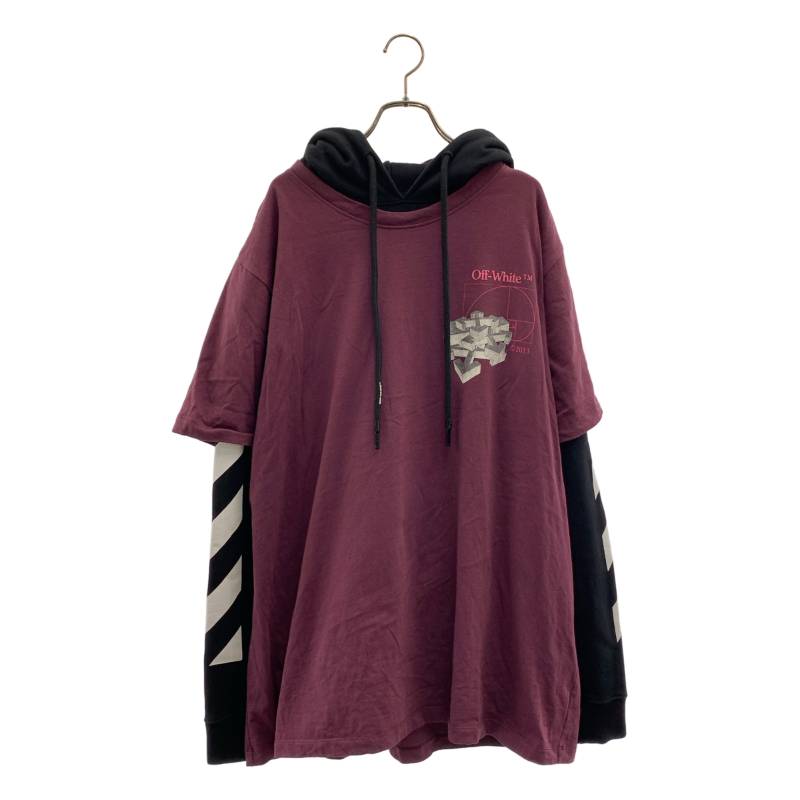 Off-White / オフホワイト | レイヤード プリント パーカ | M | ボルドー系/ブラック | メンズ