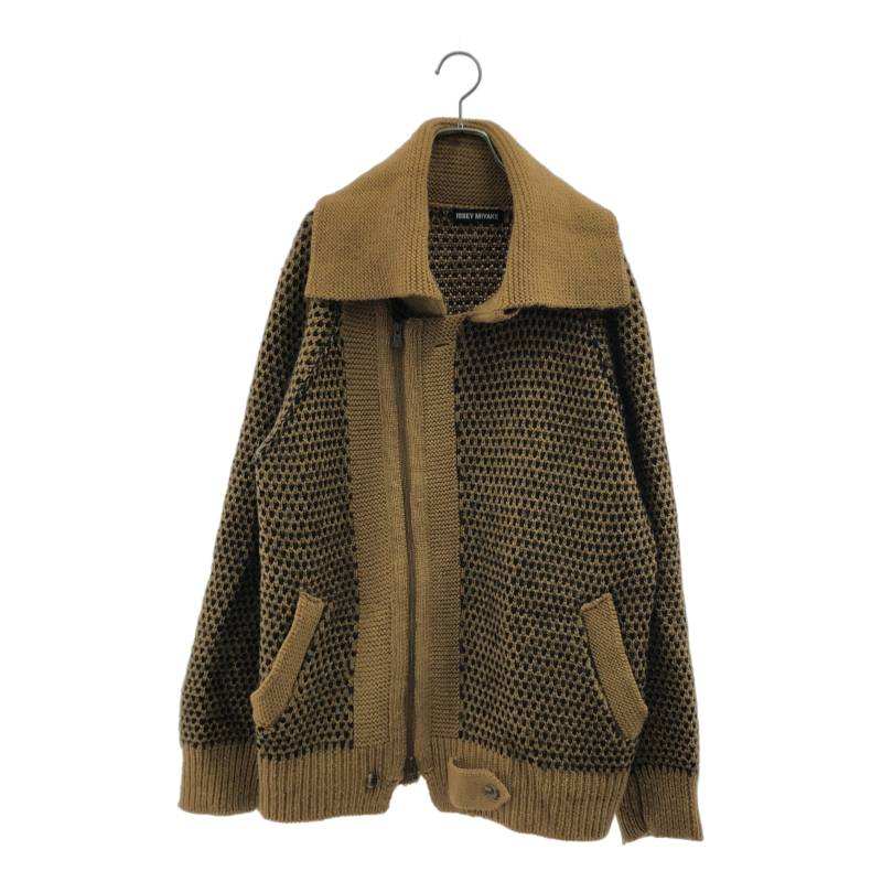 ISSEY MIYAKE / イッセイミヤケ | 2010AW | ウール ジップアップ ローゲージ ニットジャケット | 4 | ブラウン | メンズ