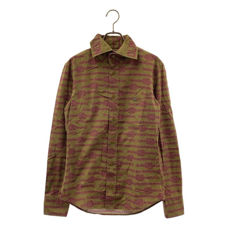 Vivienne Westwood MAN / ヴィヴィアンウエストウッドマン | オーブロゴ刺しゅう ローププリント 総柄シャツ | 44 | カーキ | メンズ