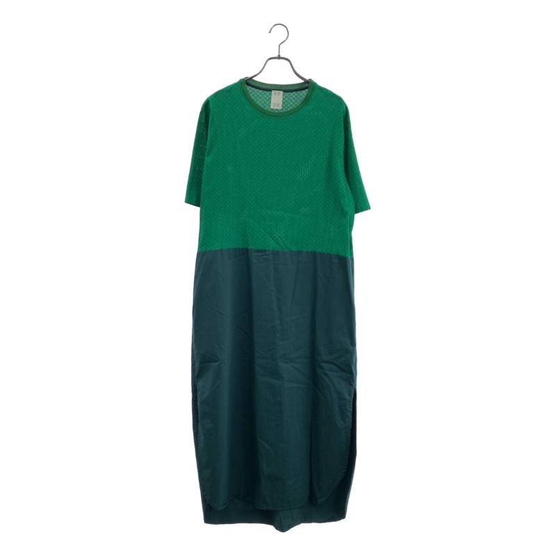 【美品】 seya. / セヤ | 異素材切替 プルオーバー ワンピース | L | グリーン | レディース